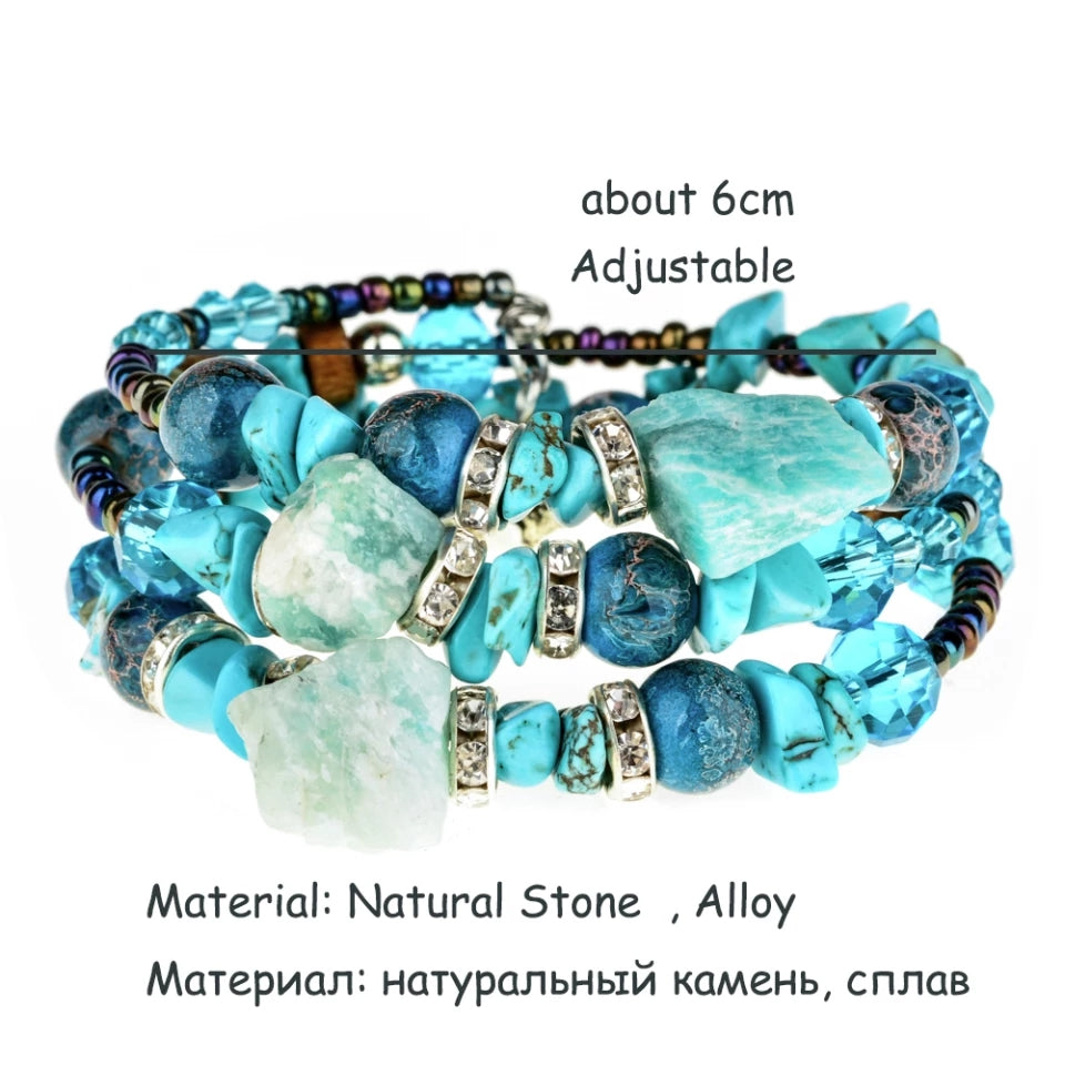 Natural Gemstone × Charms wrap around bracelets