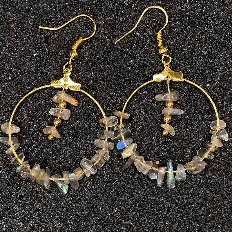 Gemstone dangled hoop earrings