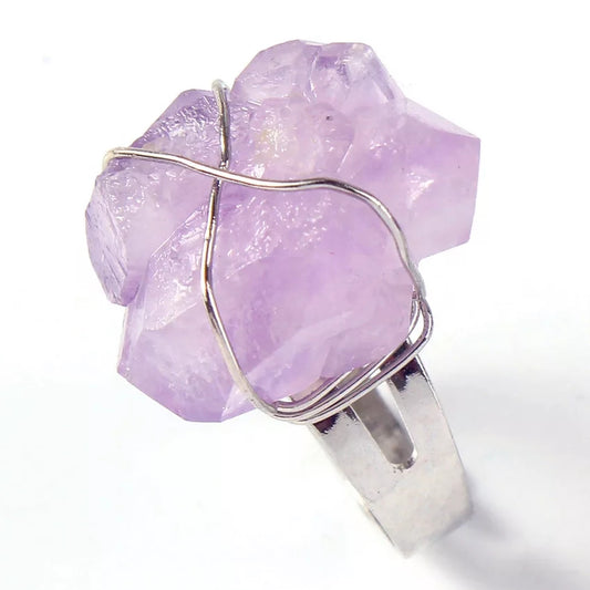 Silver wire Wrapped Amethyst ring