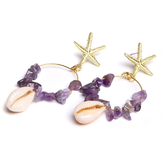 Starfish Mermaid Gemstone Earrings
