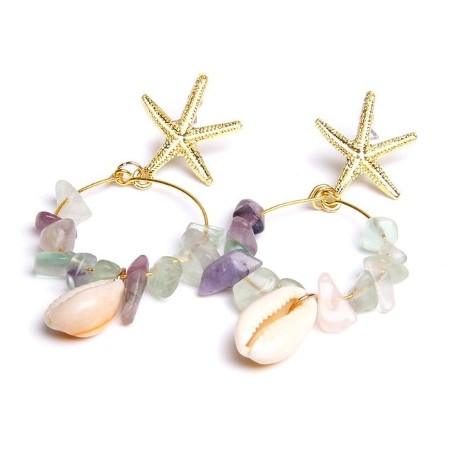 Starfish Mermaid Gemstone Earrings