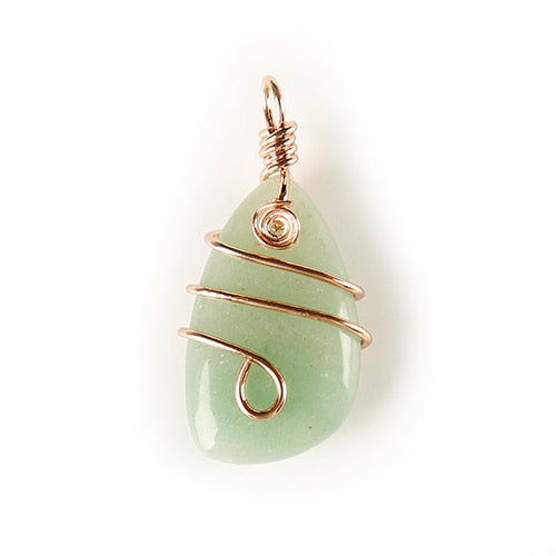 Natural Crystal Wrapped Healing Pendant