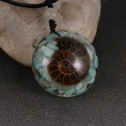 Ammonite × Amazonite Orgonite Necklace