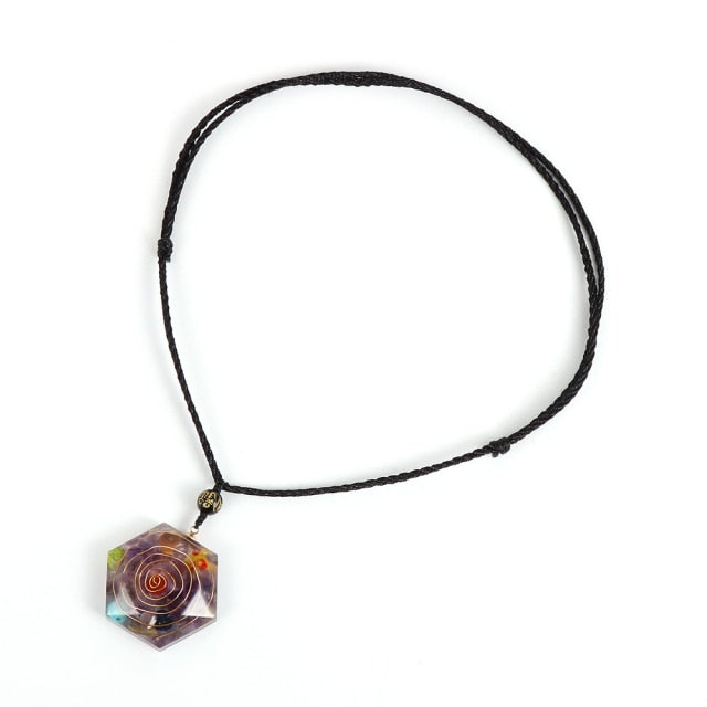 Amethyst chakra Copper Spiral Orgonite Necklace